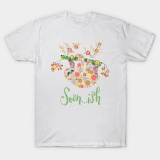 Soonish Funny Sloth Design Slow Lazy Colorful Circles T-Shirt